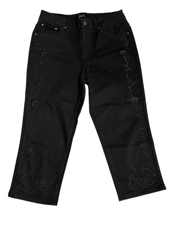 Earl Jeans Pants - Earl Jeans Black Cropped Embroidered Capris Sz 10